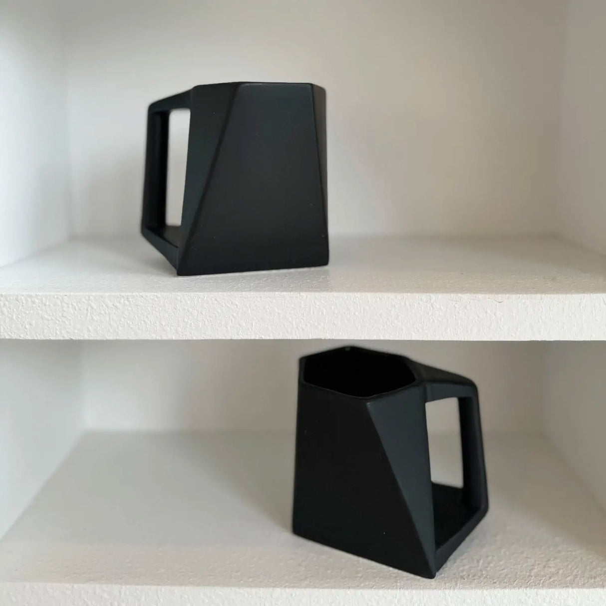 Modern Hexagonal Geometric Ceramic Coffee Mug - Matte Black Porcelain - Julia M LifeStyles