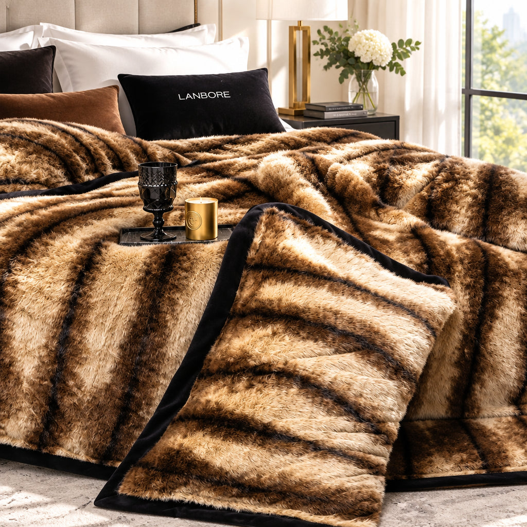 Faux Fur Duvet Cover Set with Sheet, Queen & King