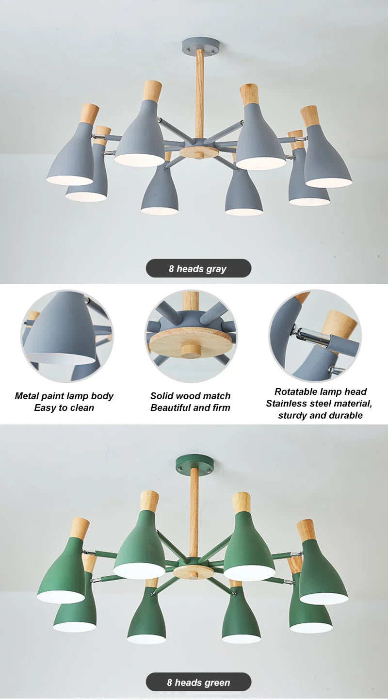 Scandinavian Ceiling Chandelier Living Room LED Chandelier Bedroom Wooden Ceiling Lights Kitchen 220V Interior Decor Lighting - Julia M LifeStyles