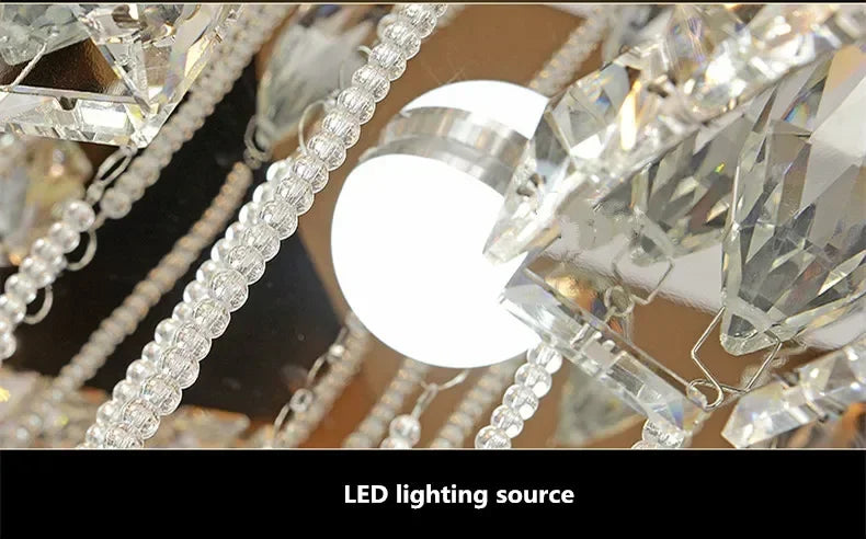 LED Modern Crystal Stainless Steel Round Dimmable RGB Chandelier