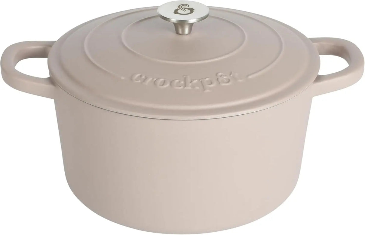 Artisan 7-Quart Round Dutch Oven - Matte Linen White w/Gold Knob Julia M Home & Kitchen