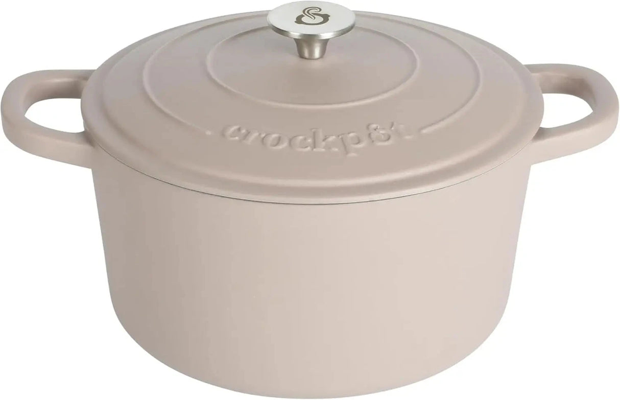 Artisan 7-Quart Round Dutch Oven - Matte Linen White w/Gold Knob Julia M Home & Kitchen