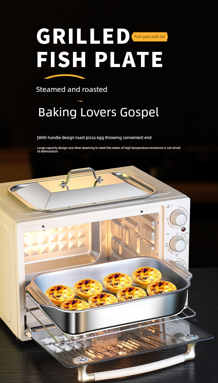 Grilled Fish Dish Extra Thick Oven Binaural Rectangular Stainless Steel Julia M LifeStyles