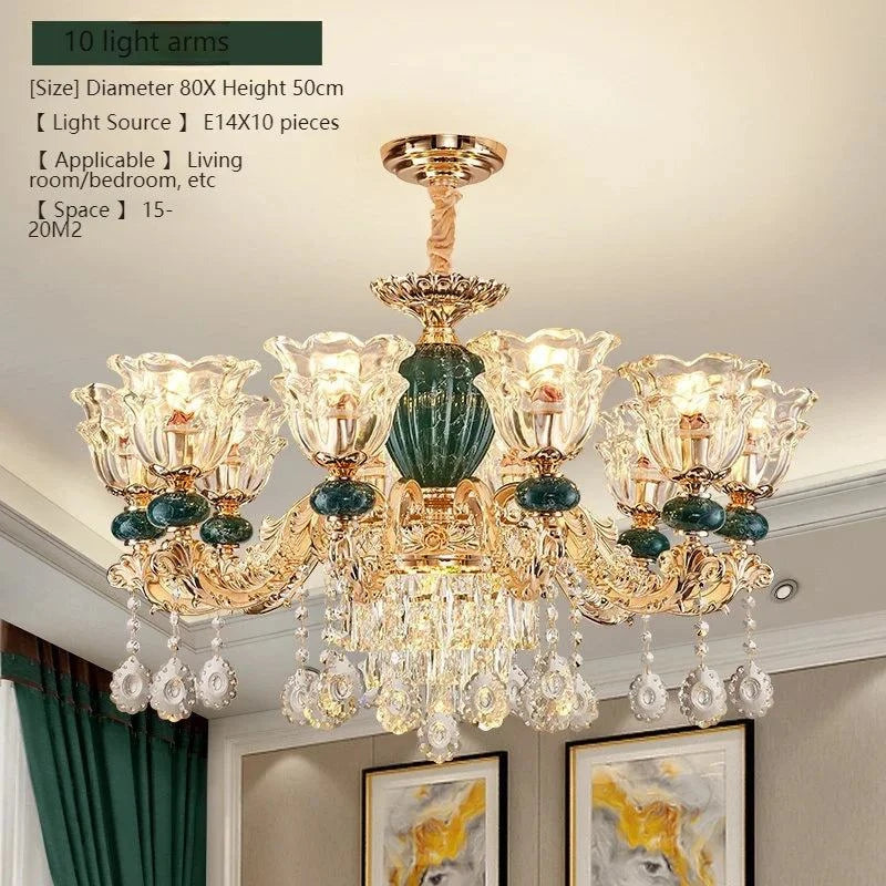 LED Crystal Ceramic Retro Ceiling Chandelier - European Style Luxury Lamp - Julia M LifeStyles