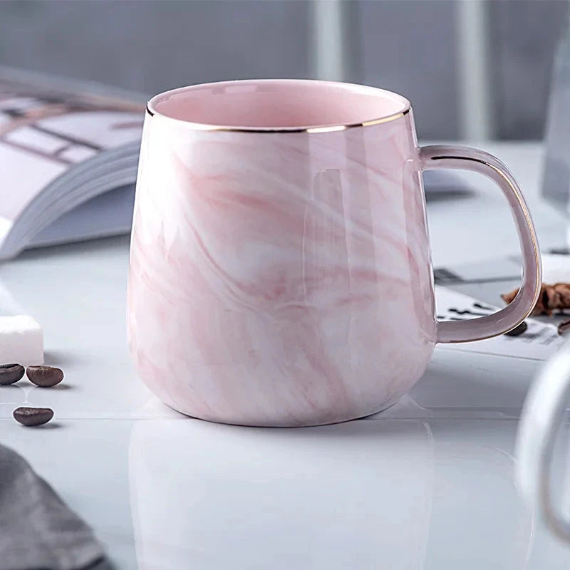 Nordic Marbled Ceramic Mug with Gold Rim Julia M LifeStyles