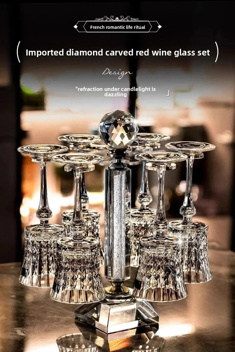 Crystal Elegance Red Wine Glass Set with Silk Iceberg Decanter Julia M Home & Kitchen