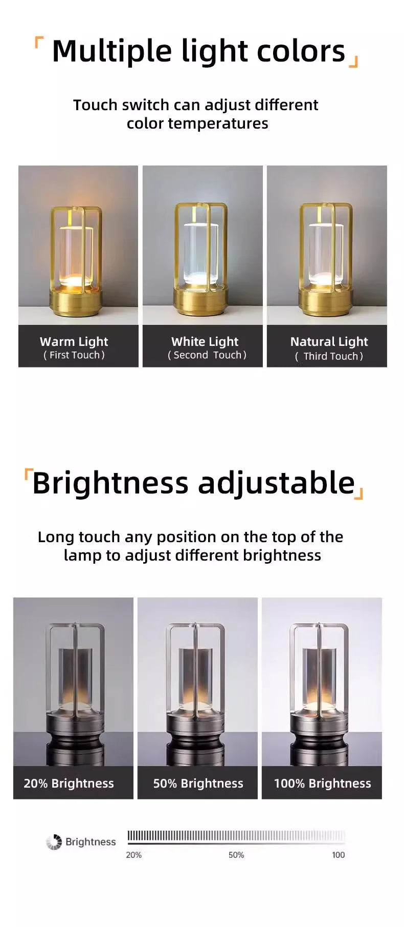 LED Table Lamp plastic bedroom bedside desk lamp rechargeable touch dimming desk lamp dining table decorative table lamp Julia M LifeStyles