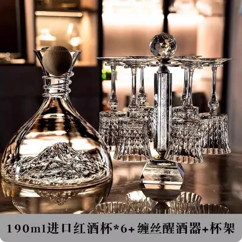 Crystal Elegance Red Wine Glass Set with Silk Iceberg Decanter Julia M Home & Kitchen