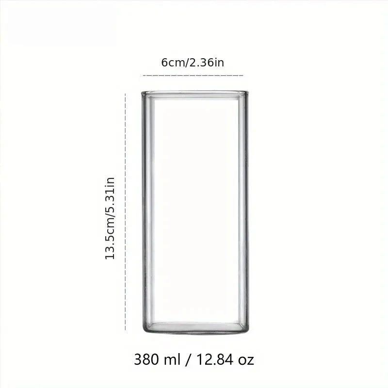 1PCS Creative Square Glass Transparent Cold Drink Large Capacity Iced Coffee Milk Tea Drinking Cup Red Wine Glass Coffee Cup Julia M Home & Kitchen