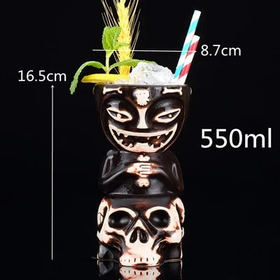 450ml Ceramic Tiki Cocktail Mug Creative Porcelain Beer Wine Mug Cup Bar Tool Julia M Home & Kitchen