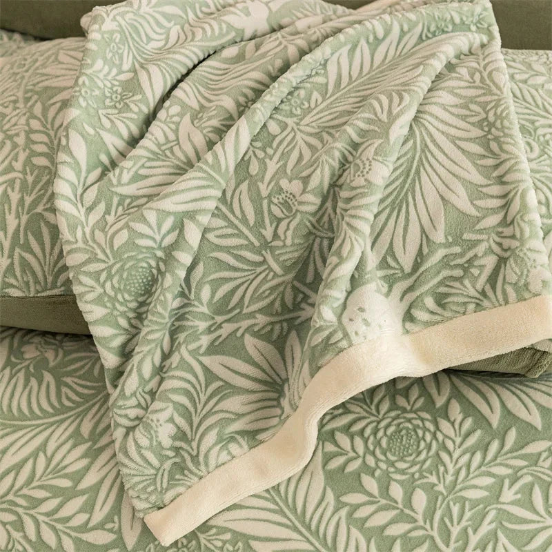 Opulent Milk Fleece Jacquard Bedding Set - Four-Piece Luxury Collection Julia M Home & Kitchen