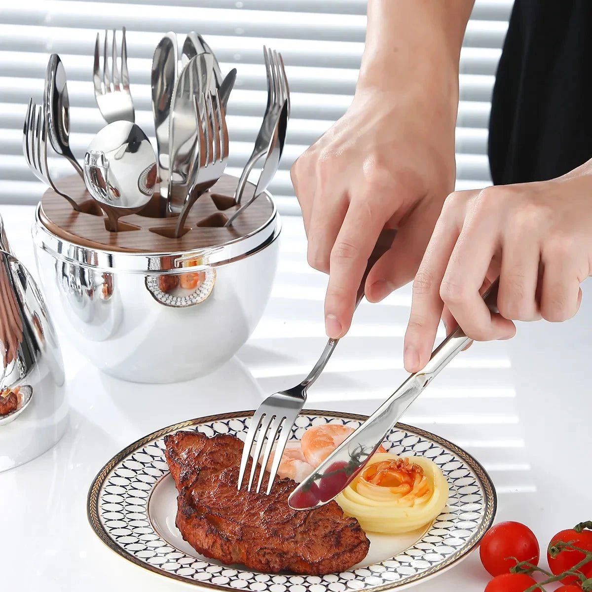 Rose Egg Stainless Steel Fork and Spoon Set with Storage Box Julia M LifeStyles