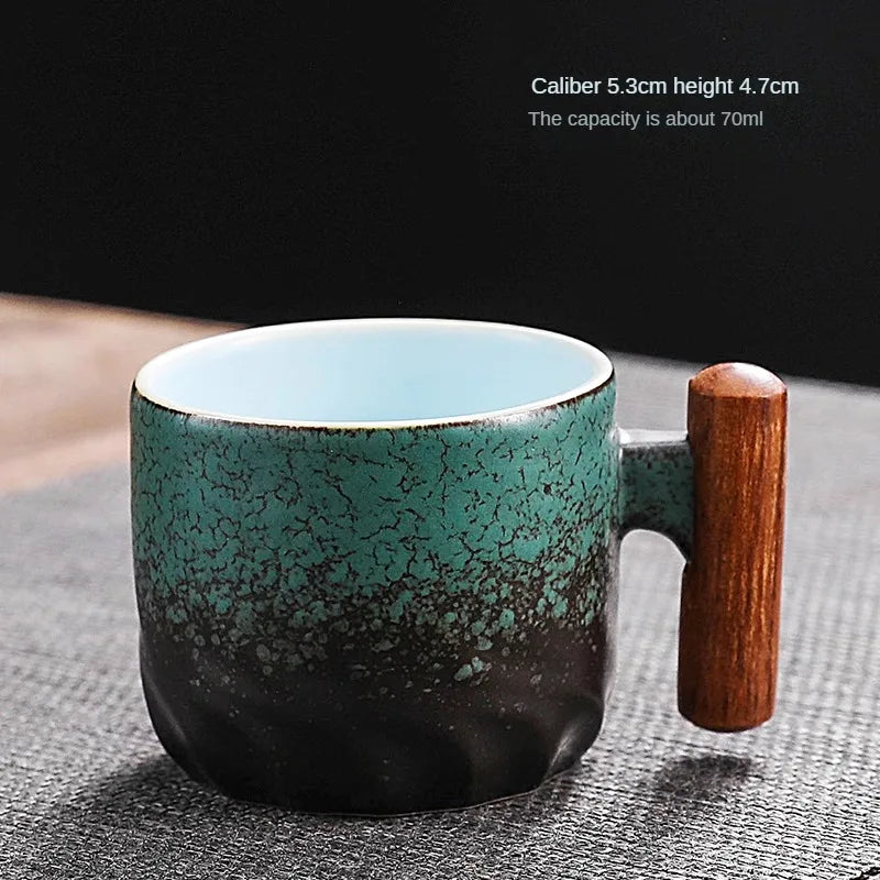 Creative Handmade Exquisite Coffee Cup Vintage Coffee Cup With Wooden Handle Mug Cups Mugs Drinkware Kitchen Dining Bar Home - Julia M LifeStyles