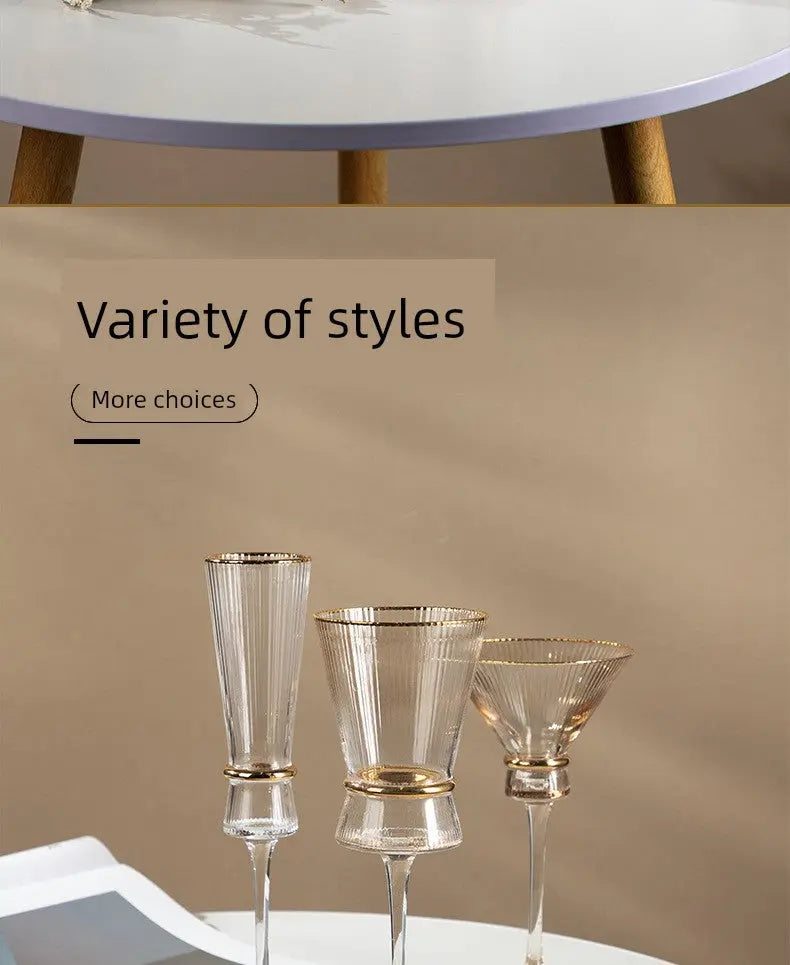 Vertical Grain Gold Waistline Goblet Champagne Glass Cocktail Glass Vertical Grain Water Cup Suit Electroplated Gold Creative Wine Ware Julia M Home & Kitchen