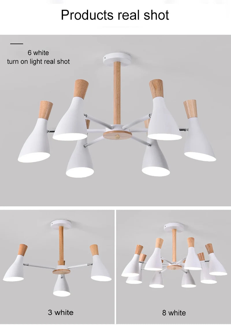 Scandinavian Ceiling Chandelier Living Room LED Chandelier Bedroom Wooden Ceiling Lights Kitchen 220V Interior Decor Lighting - Julia M LifeStyles