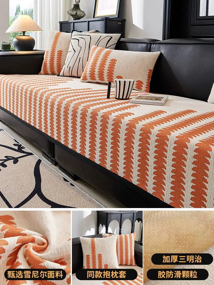 Scandinavian Chenille Non-Slip Sofa Cover Julia M Home & Kitchen