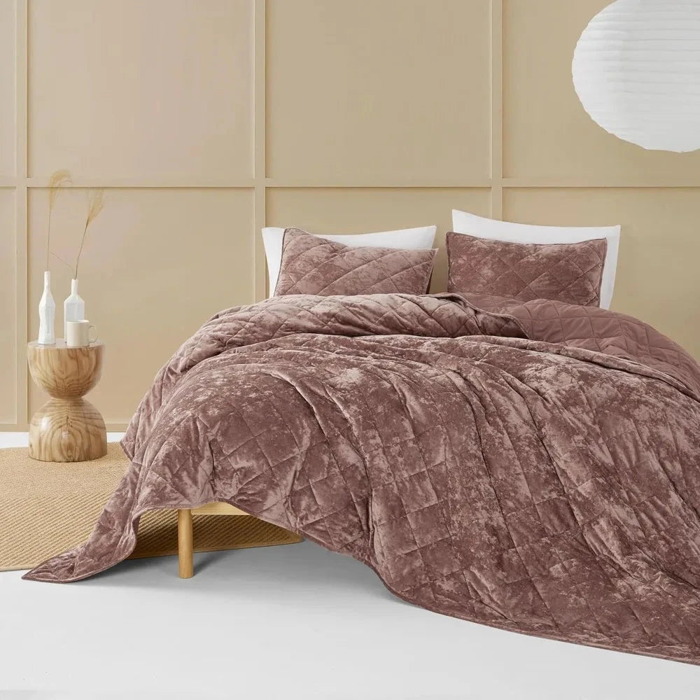 Ultra Soft Luxury Velvet Quilt Set - Queen Size Oversized Comforter for Summer Julia M LifeStyles