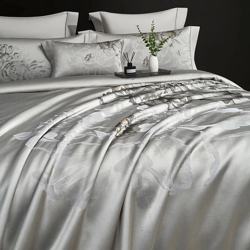 Luxury 4/7Pcs Silky Egyptian Cotton Damask Satin Super King Bedding Set Julia M LifeStyles