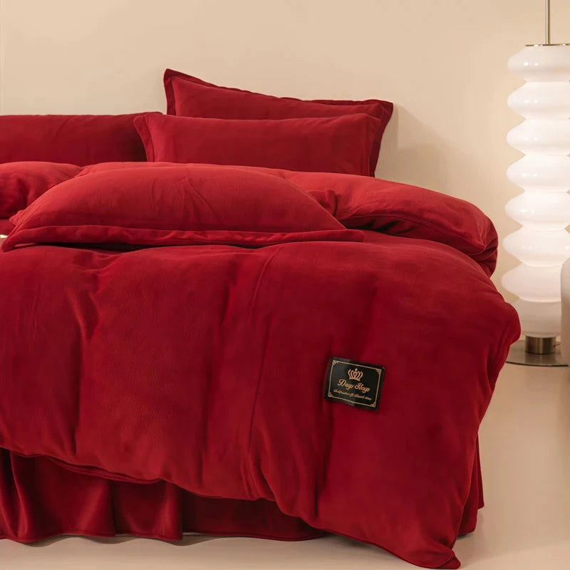 Luxury Solid Color Flannel Duvet Cover Set, 220x240 cm Julia M LifeStyles