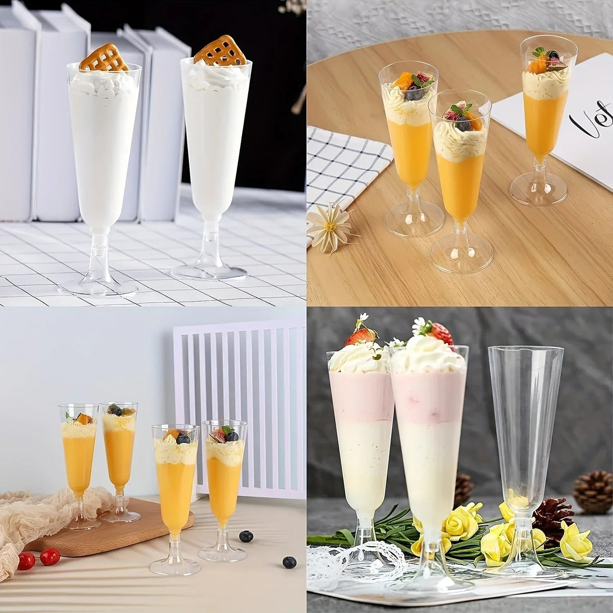 15/25/50pcs 150ml Disposable Champagne Glasses Cocktail Glasses Plastic Tall Glasses Martini Glasses for Weddings Party Julia M LifeStyles