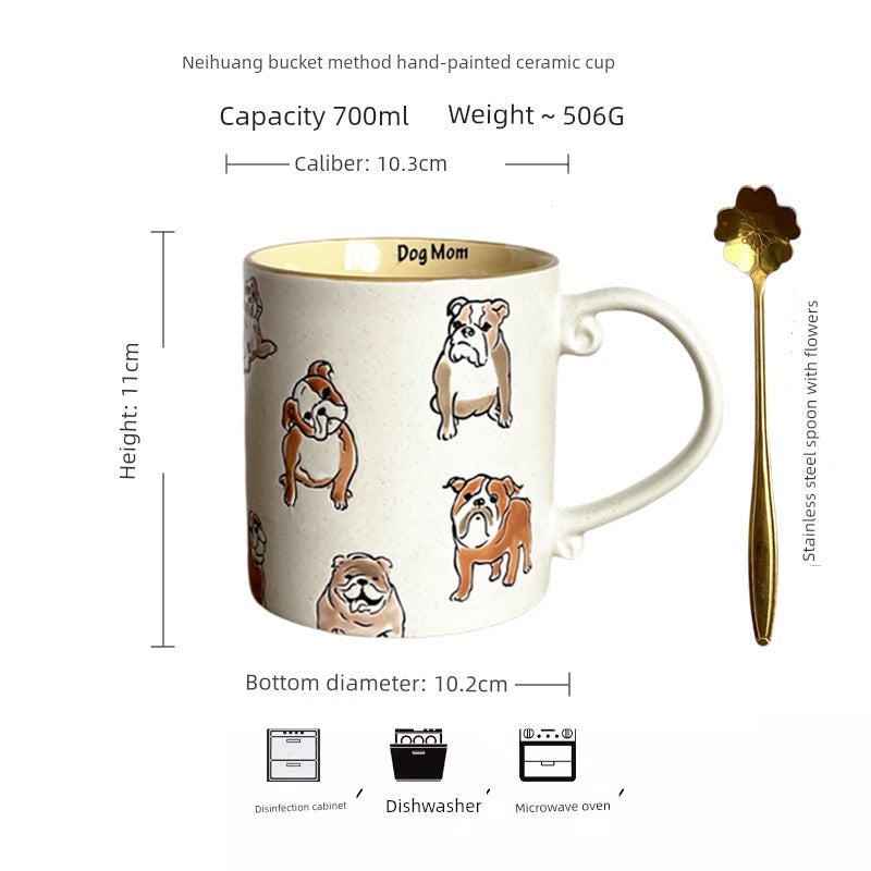 Vintage Floral Hand-Painted Ceramic Water Cup with Spoon Julia M Home & Kitchen