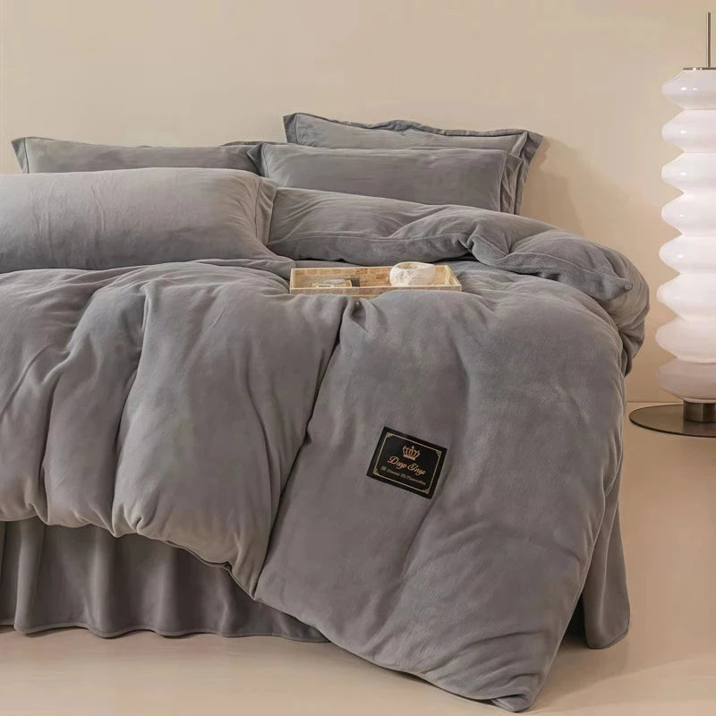Luxury Solid Color Flannel Duvet Cover Set, 220x240 cm Julia M LifeStyles