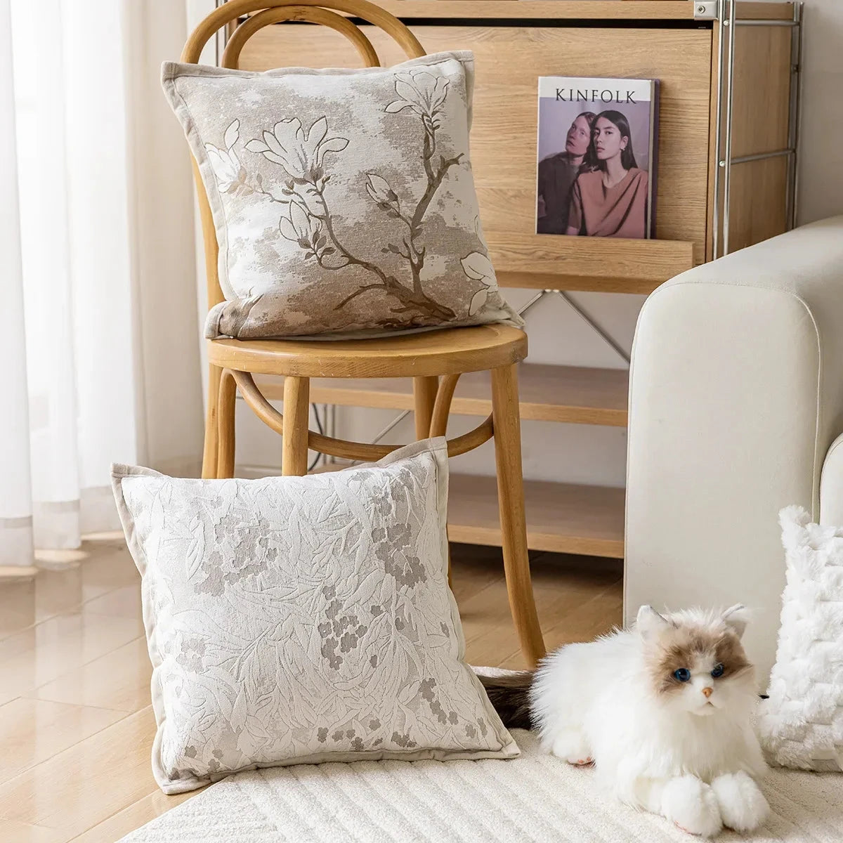 Exquisite Nordic Floral Embroidery French Cream Throw Pillow Cover Julia M LifeStyles