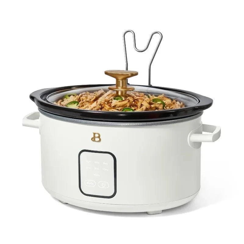 Drew Barrymore Beautiful 4Qt Touch-Activated Slow Cooker - White Icing Julia M LifeStyles