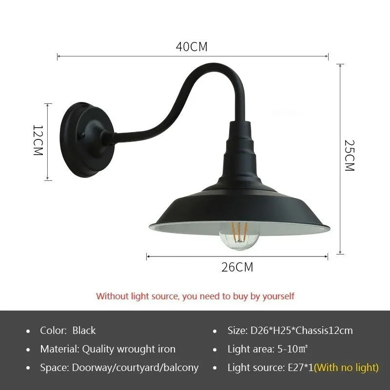 Retro Waterproof LED Wall Lamp Outdoor Courtyard Villa Garden Balcony Corridor Entrance Door E27 Decorative Lighting Fixture