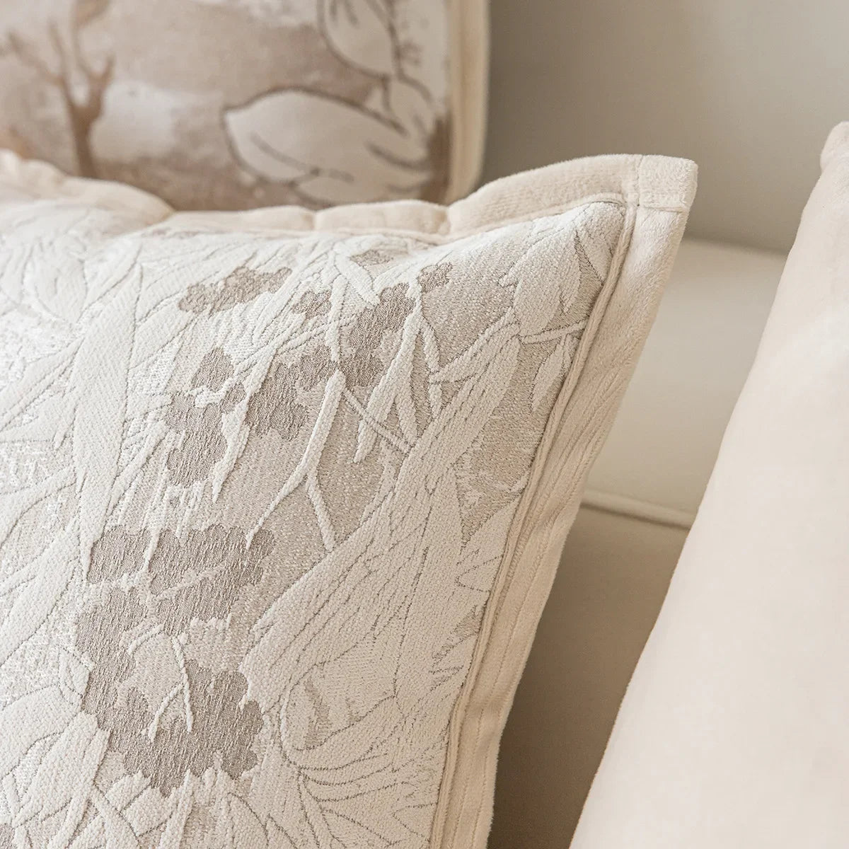 Exquisite Nordic Floral Embroidery French Cream Throw Pillow Cover Julia M LifeStyles