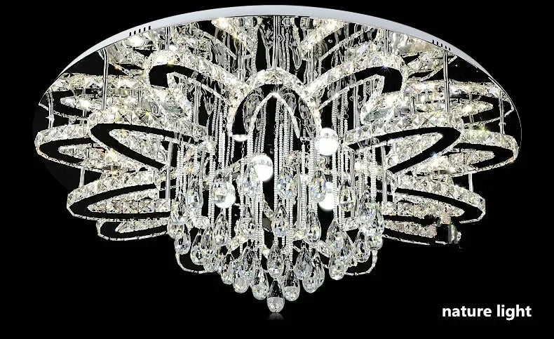 LED Modern Crystal Stainless Steel Round Dimmable RGB Chandelier