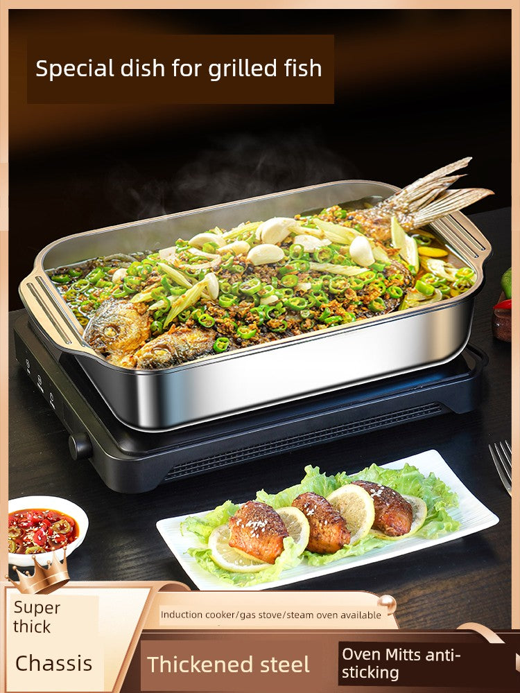 Grilled Fish Dish Extra Thick Oven Binaural Rectangular Stainless Steel Julia M LifeStyles