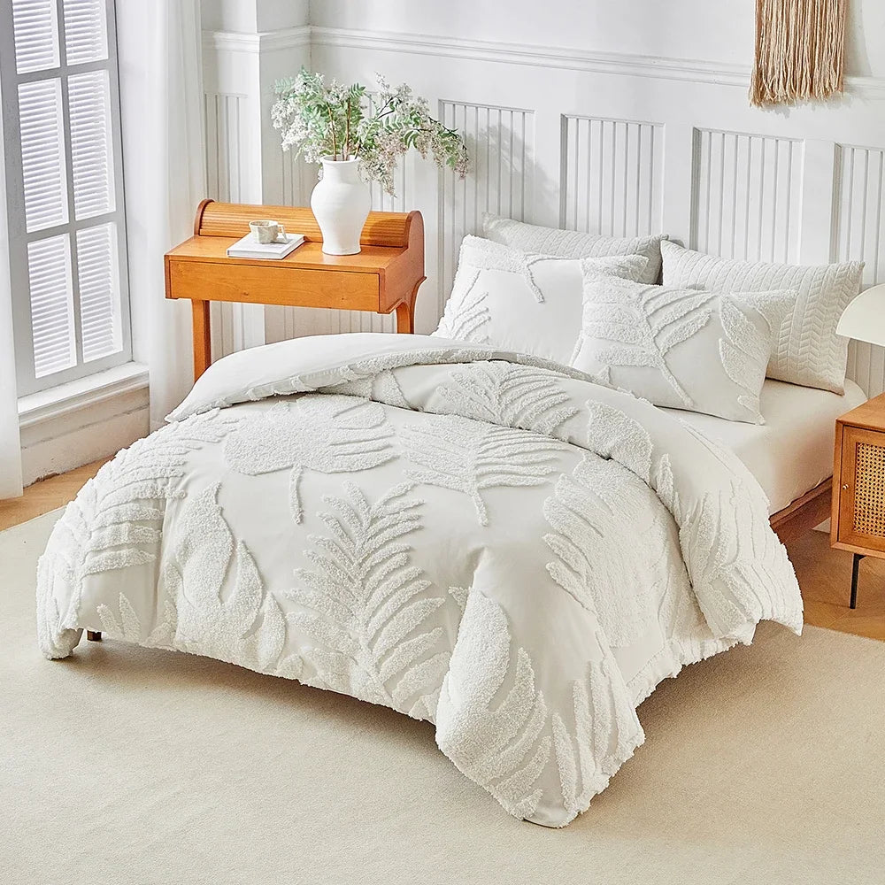 New Monstera Leaves Tufted Duvet Cover Set Single Double Bedding Set King Soft Comfortable Durable Quilt Cover and Pillowcases