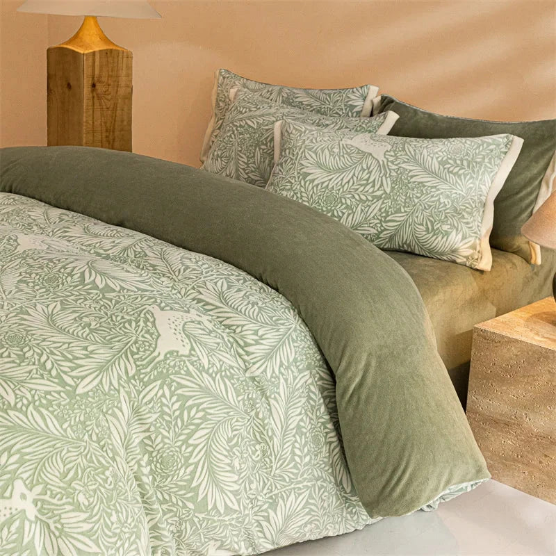 Opulent Milk Fleece Jacquard Bedding Set - Four-Piece Luxury Collection Julia M Home & Kitchen