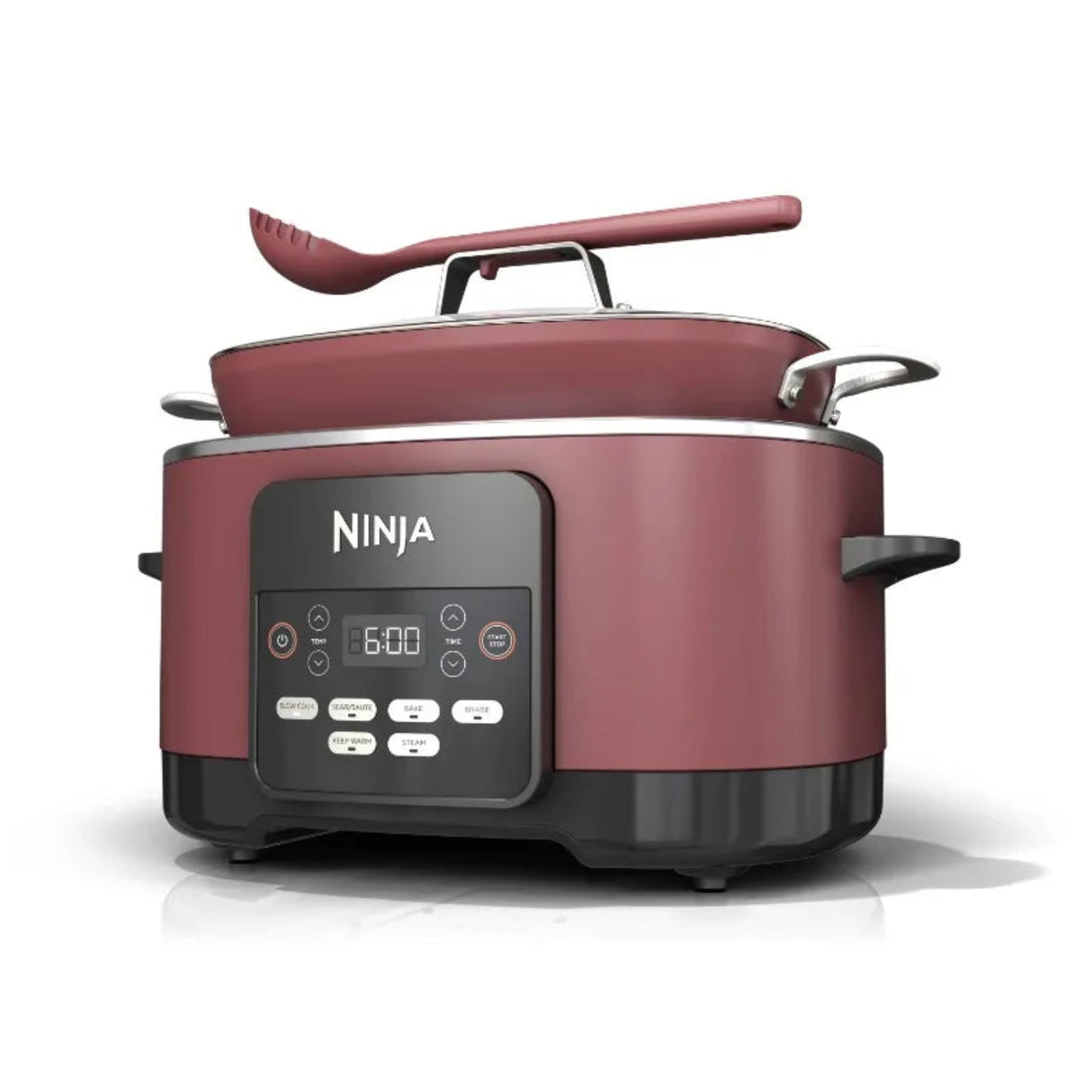 Ninja multi-cooker with a ladle on a white background
