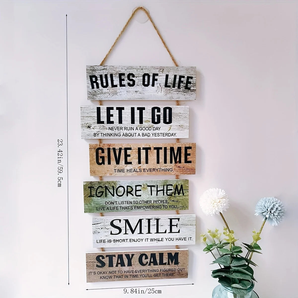 Wooden Inspirational Hanging Wall Art with Rope for Home Decor Julia M LifeStyles