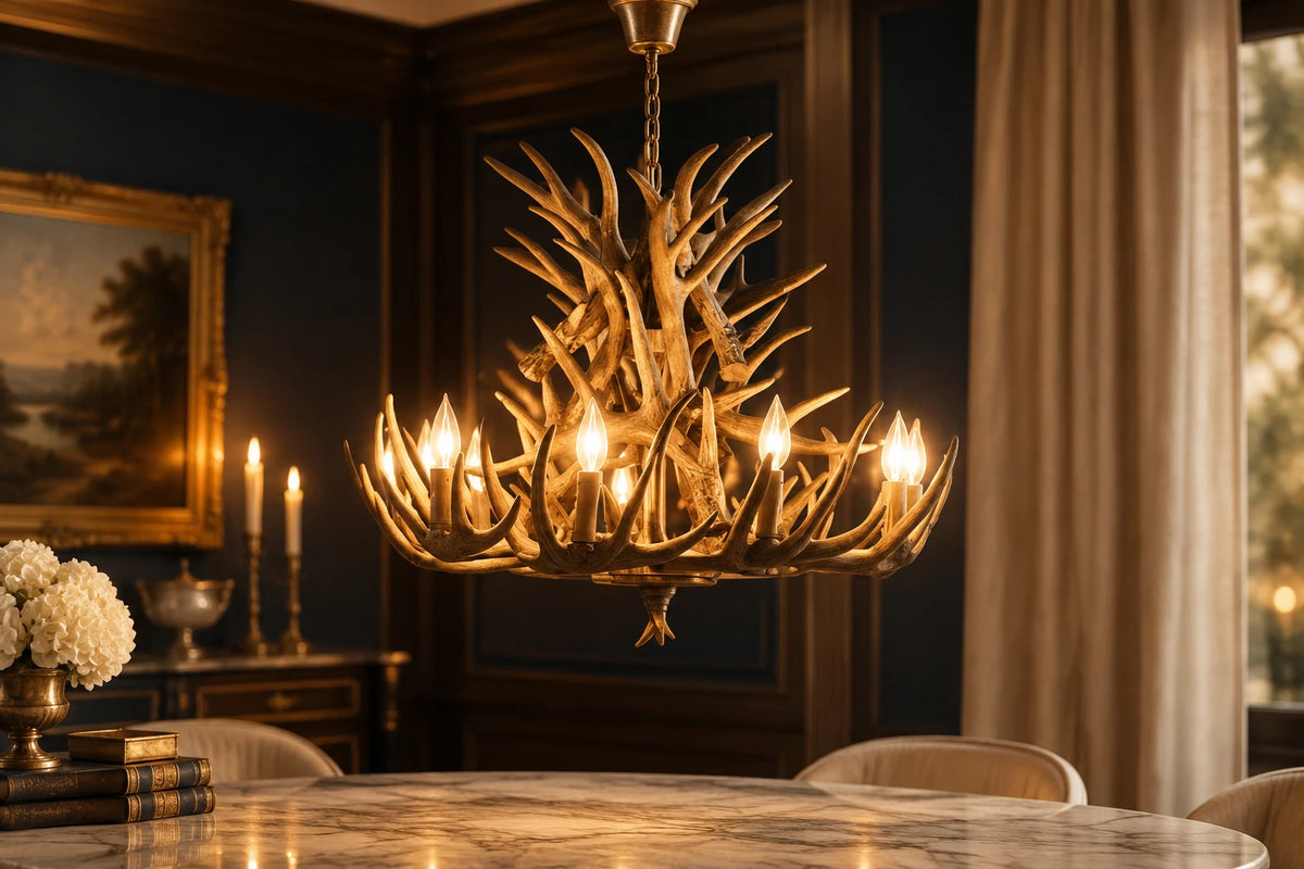 Deer Horn Resin Antler Chandelier E14 Bulb American Retro Resin Horn Deer Lamps Indoor Home Rustic Decoration Lighting