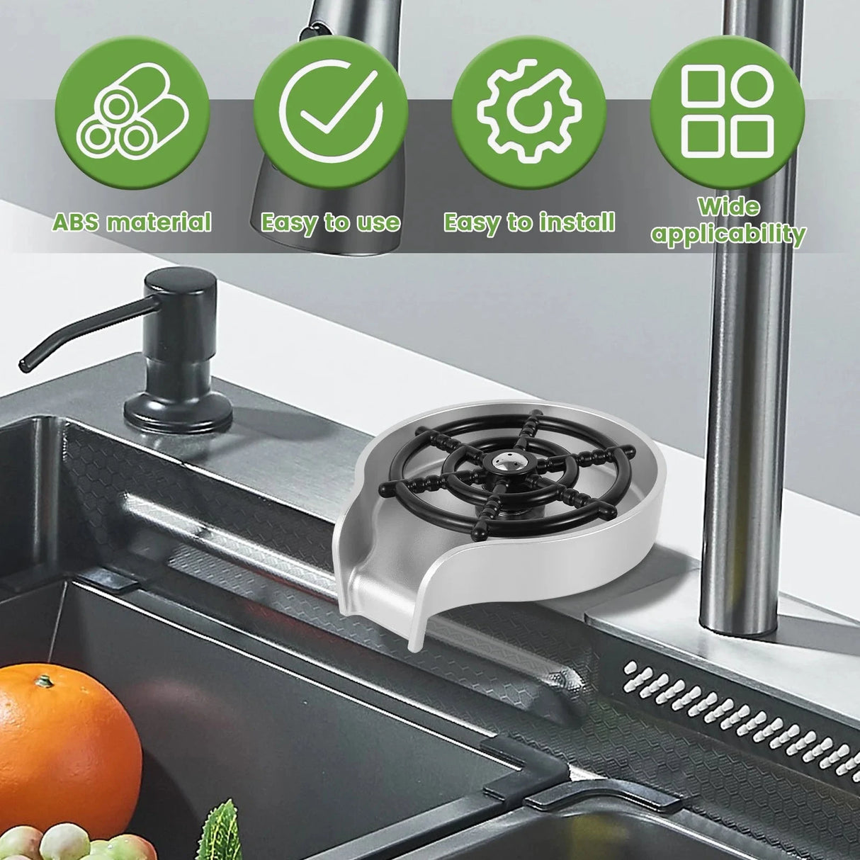 Faucet Glass Rinser ABS High Pressure Glass Cup Washer 360° Rotating High Efficiency Bottle Washer Kitchen Sink Accessories Julia M LifeStyles