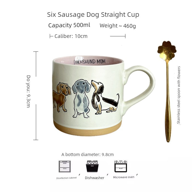 Vintage Floral Hand-Painted Ceramic Water Cup with Spoon Julia M Home & Kitchen