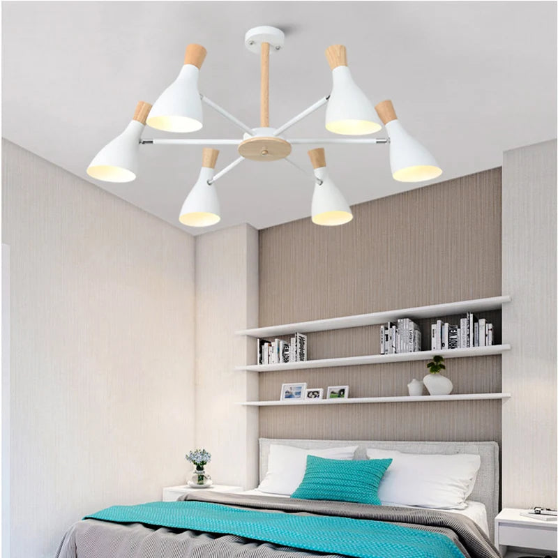 Scandinavian Ceiling Chandelier Living Room LED Chandelier Bedroom Wooden Ceiling Lights Kitchen 220V Interior Decor Lighting - Julia M LifeStyles