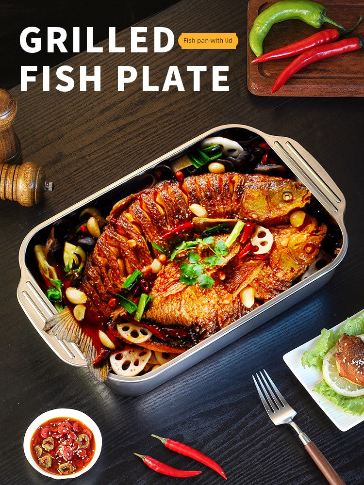 Grilled Fish Dish Extra Thick Oven Binaural Rectangular Stainless Steel Julia M LifeStyles