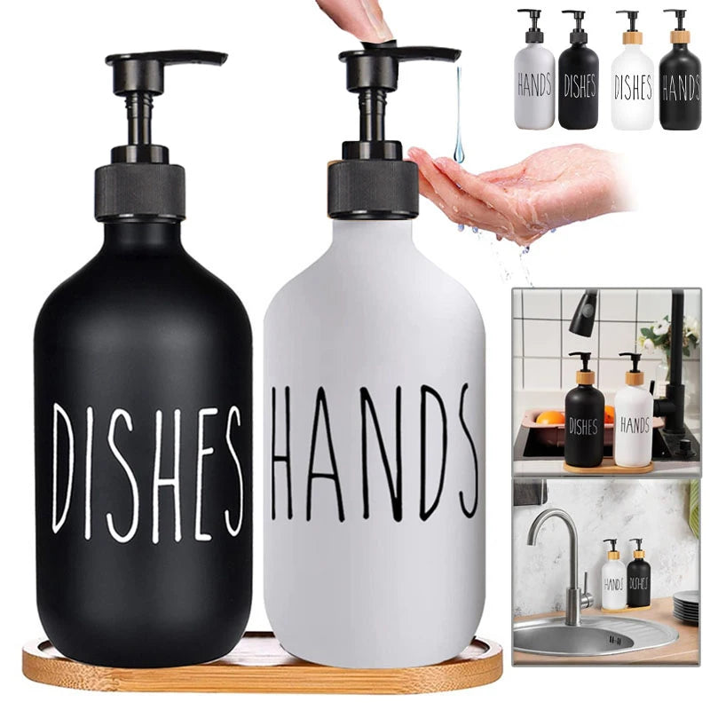 Elegant 500ml Black Dish Soap Dispenser Set with Refillable Pump for Farmhouse Chic Décor Julia M LifeStyles
