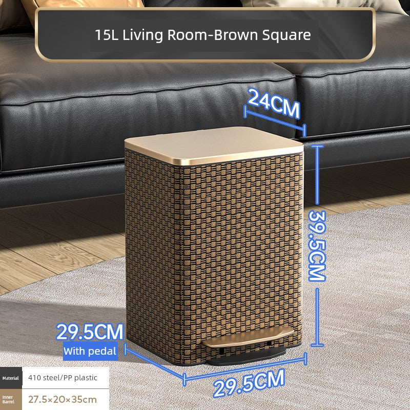Sleek Leather Exterior German Foot-Pedal Trash Can - 12L -30L Luxury Design for Home & Office Julia M LifeStyles