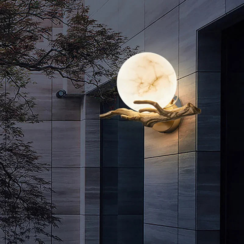 Carrara Marble Outdoor Wall Sconce