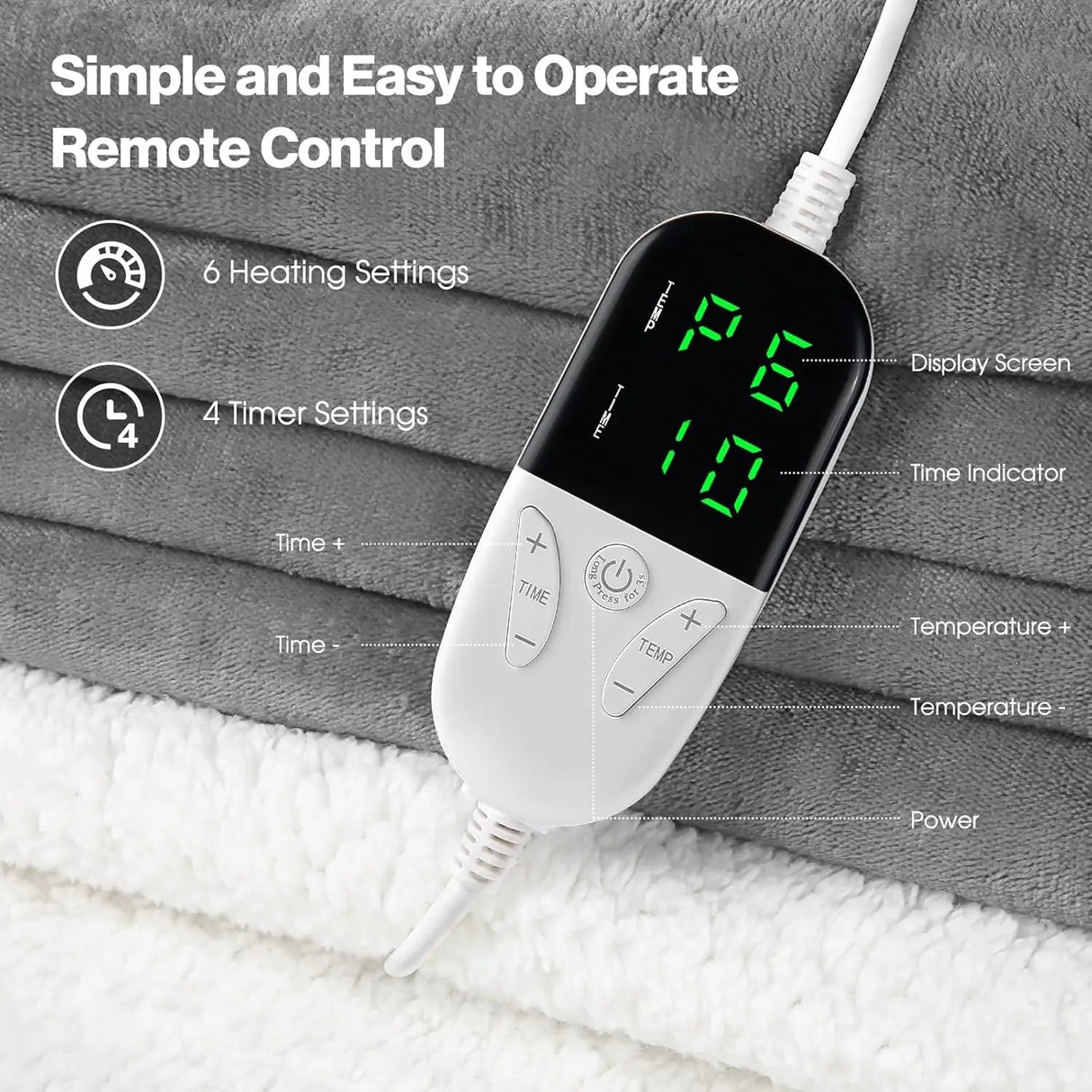 CozyFlame Electric Heating Blanket - Striped Flannel Comfort - Julia M LifeStyles