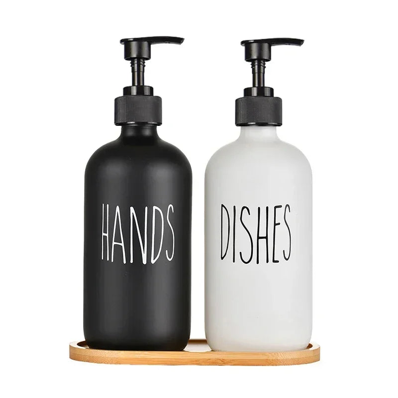 Elegant 500ml Black Dish Soap Dispenser Set with Refillable Pump for Farmhouse Chic Décor Julia M LifeStyles