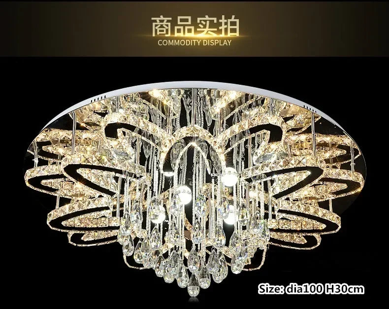 LED Modern Crystal Stainless Steel Round Dimmable RGB Chandelier