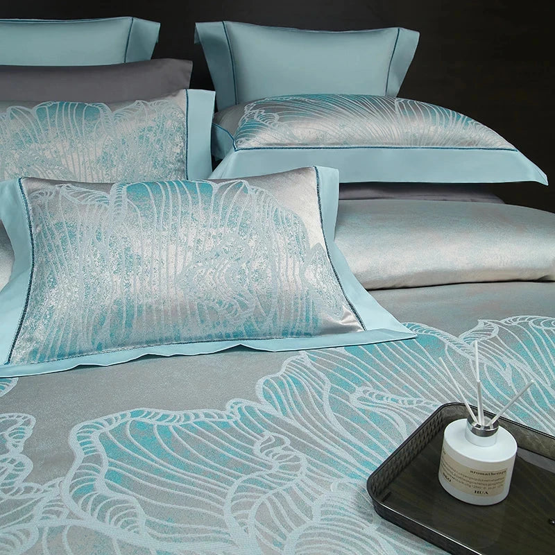 Luxury 4/7Pcs Silky Egyptian Cotton Damask Satin Super King Bedding Set Julia M LifeStyles