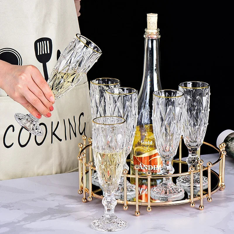 170ml Luxurious Crystal Champagne Glasses - Retro Cocktail Goblet Julia M LifeStyles