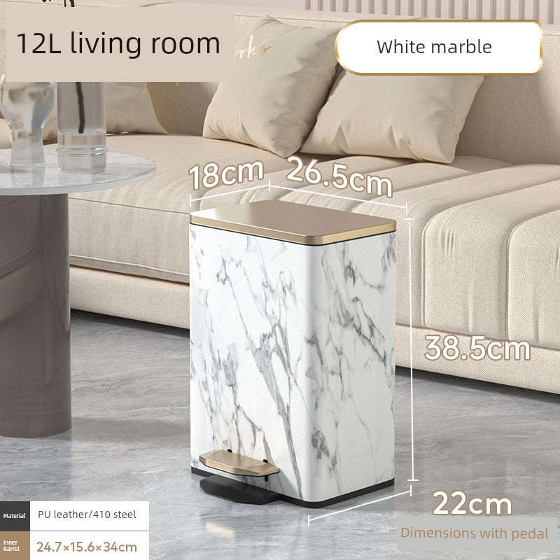 Sleek Leather Exterior German Foot-Pedal Trash Can - 12L -30L Luxury Design for Home & Office Julia M LifeStyles